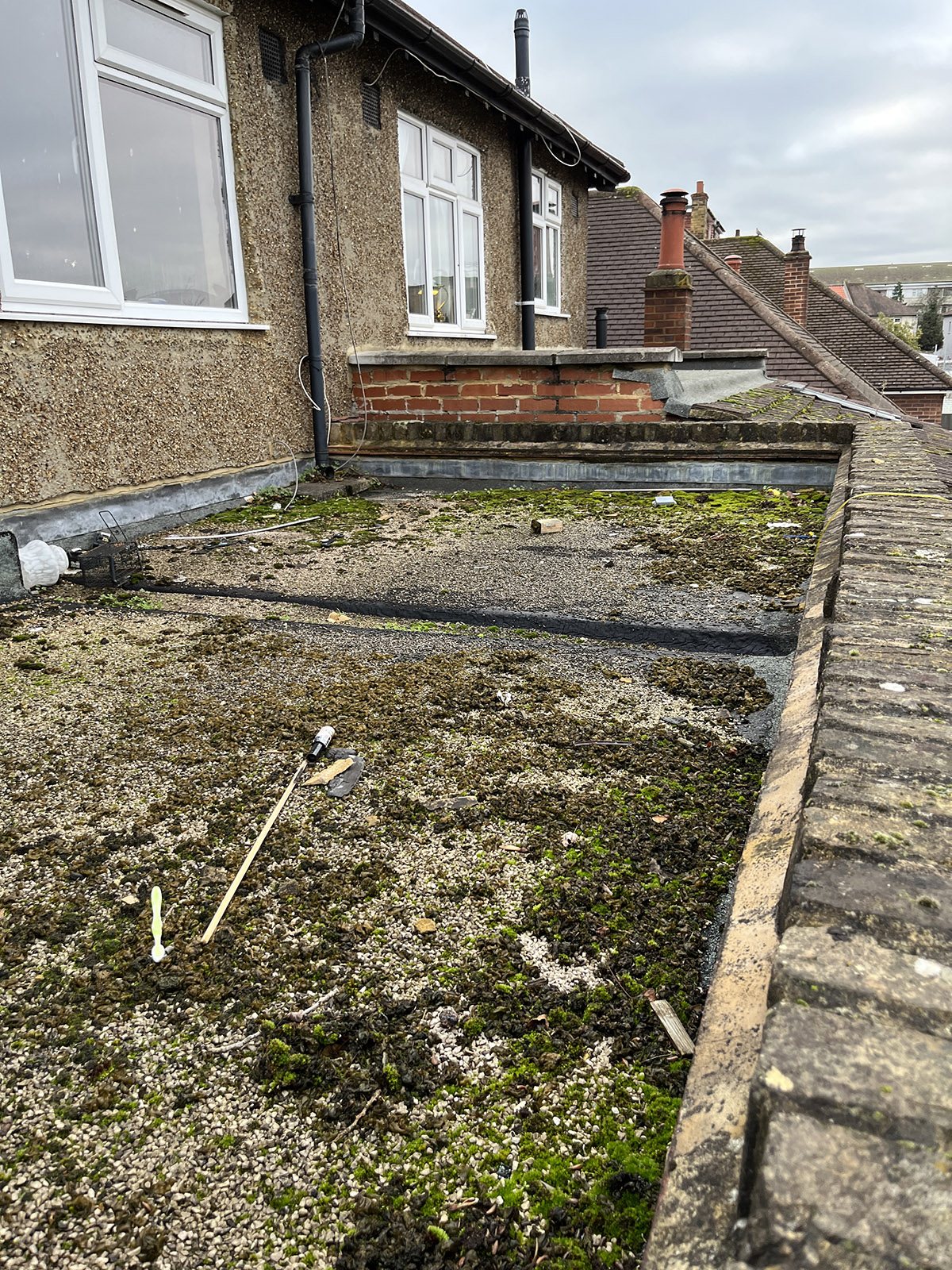 Before flat roof work