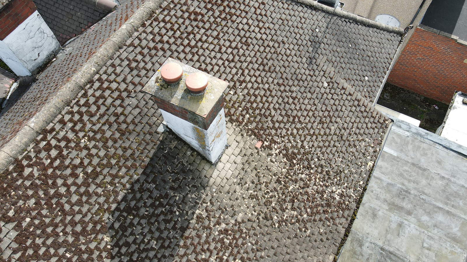 Drone image of chimney work in Ruislip