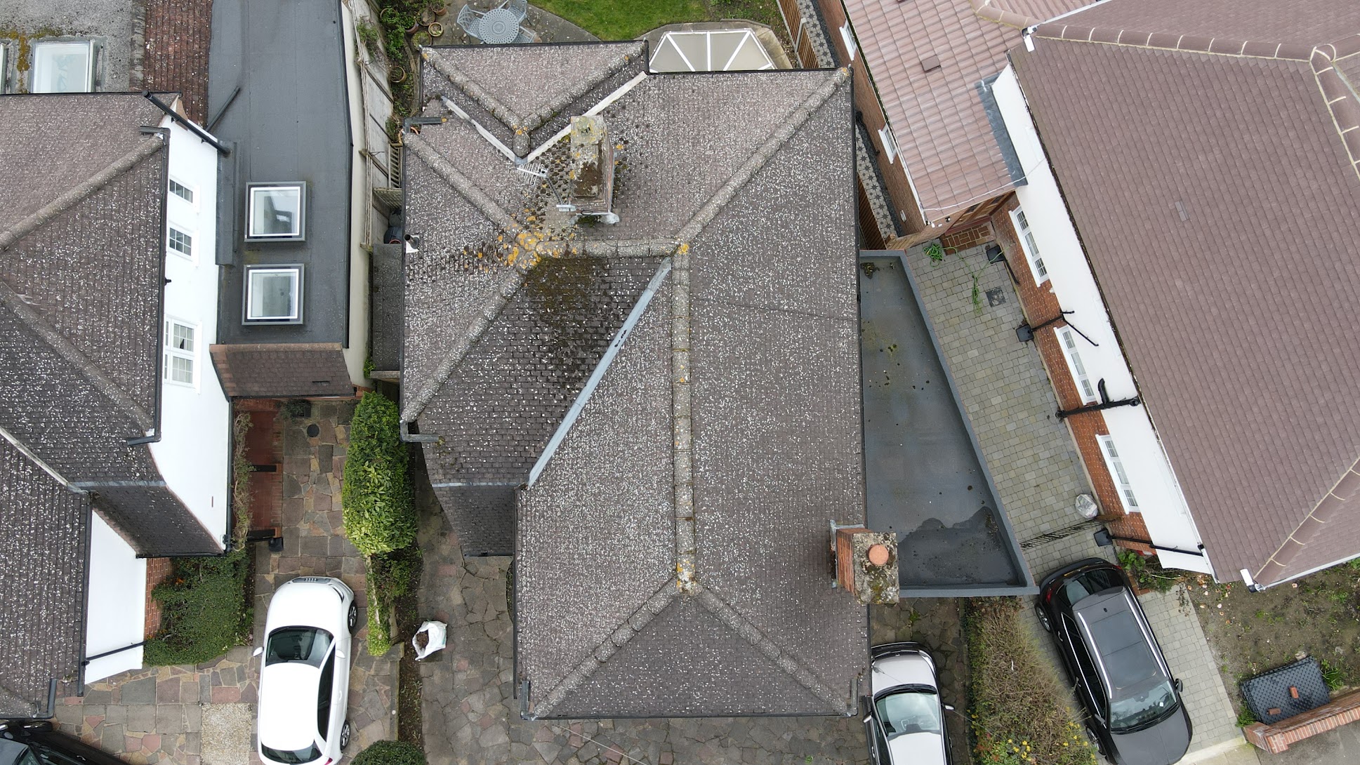 Drone image of a roof in Harrow by Jakeman Roofing Ltd
